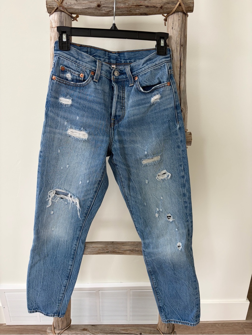 Levi's Light Blue Distressed Skinny Jeans